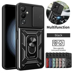 For Tecno Pova 4 Case Slide Camera Lens Protection Armor Phone Cases For Tecno Pova 4 Pro Pova4 Pova4Pro Stand Holder Back Cover