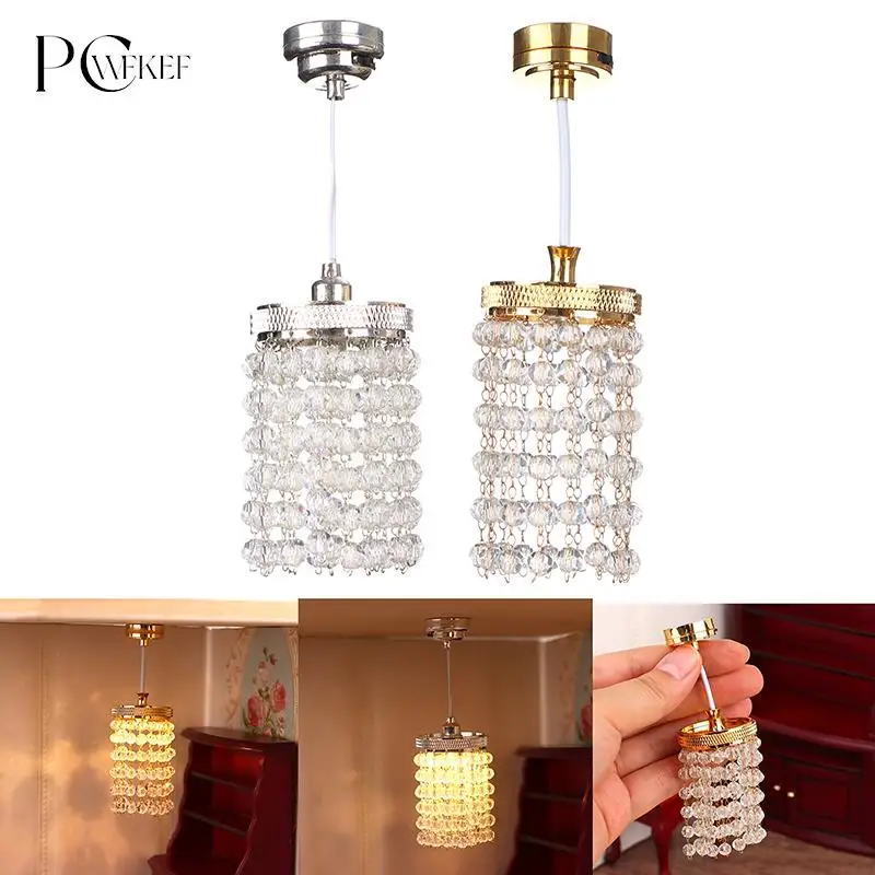 

1:12 Dollhouse Miniature LED Crystal Light Chandelier Ceiling Lamp Furniture Model Decor Toy Doll House Accessories