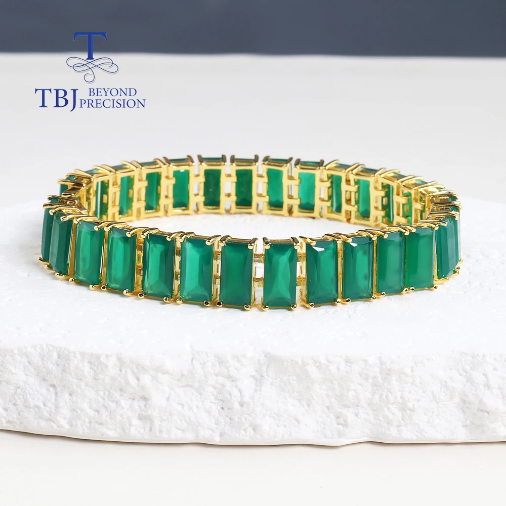 2026, New wide Bracelet Natural Green agate gemstone 925 sterling silver fine jewelry  for women mom precious gift