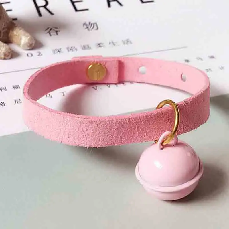 Dog Bell Collar Teddy Bear Rabbit Adjustable Collar Candy Color Necklace Pet Bell