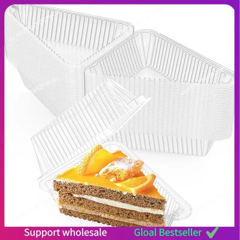 

A38M 200 Pieces Cake Slice Plastic Containers, 5 Inches Hinged Lid Cheese Cake Container, For Home, Bakery And Cafe Durable