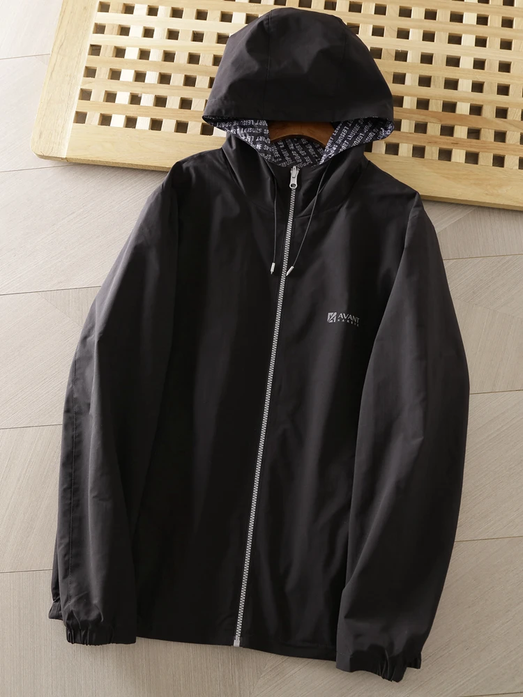 

Двустороннее носимое мужское курто с капюшоном, весна-осень 2024, новинка Sle, простая и полиэфирная ткань, закрытая молния...