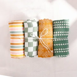 Kangobaby #My Soft Life# 4pcs Set All Season Breathable Baby Muslin Swaddle Blanket Newborn Bath Towel Infant Wrap Quilt