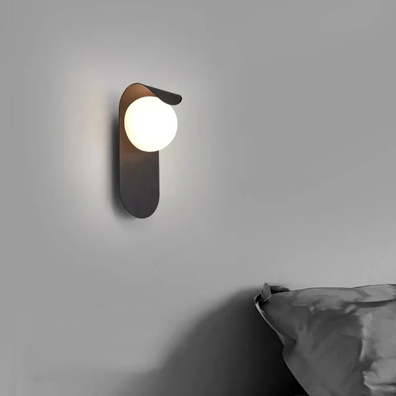 Modern Interior LED Wall Lamp Ball Black White Background Living Room with Indoor Wall Lights Sconce Bedroom Dining Room