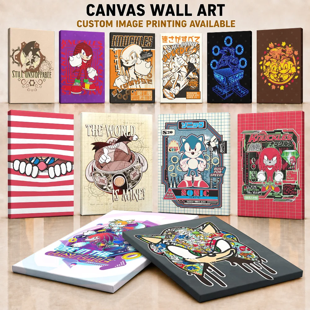 Sonic The Hedgehog Game Framed Canvas Print Posters Personalized Photo Platform Adventure Wall Art For Bedroom Collector Gift
