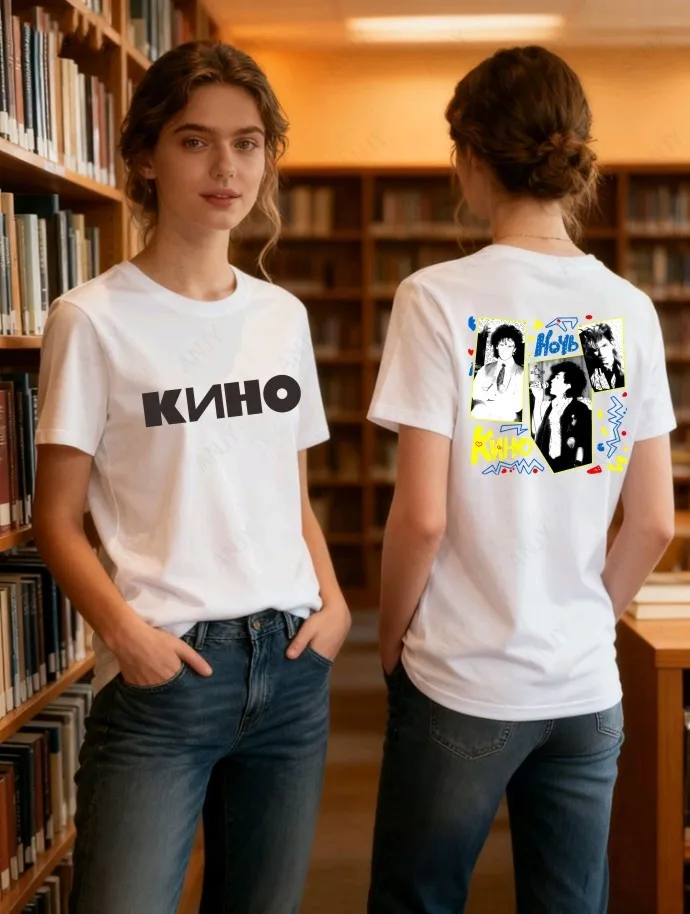 Soviet Rock Legend | КいНО Victor Cui Printed T-shirt Retro Short Sleeve Pure Cotton Top