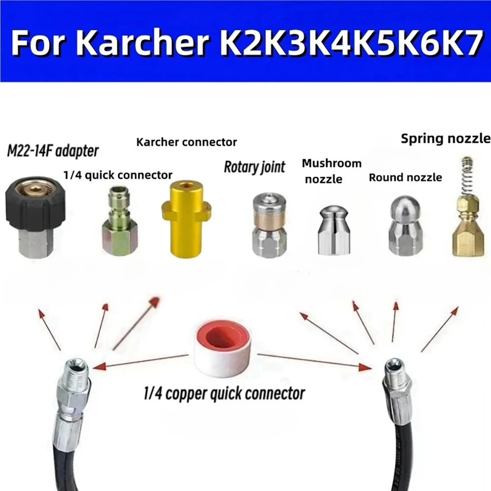 Imagem -05 - Esgoto Tubo Desbloqueador Bico de Lavagem Mangueira de Cabo Mangueira o Mangueira de Drenagem de Esgoto Lavadora de Pressão Karcher 240m de Alta Pressã