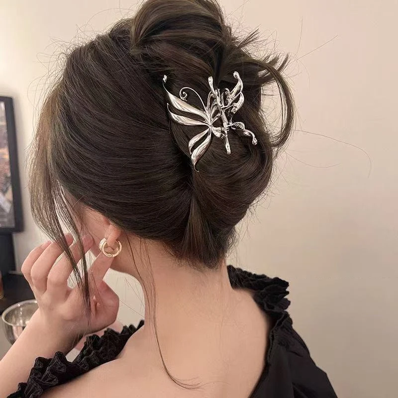 1 Stück Stilvolle Y2K Schmetterlings-Haarspange, Kleine Retro-Haarnadel für Halb-Up-Looks, Hochwertige Damen-Metall-Haarspange für den Hinterkopf – Detail 2