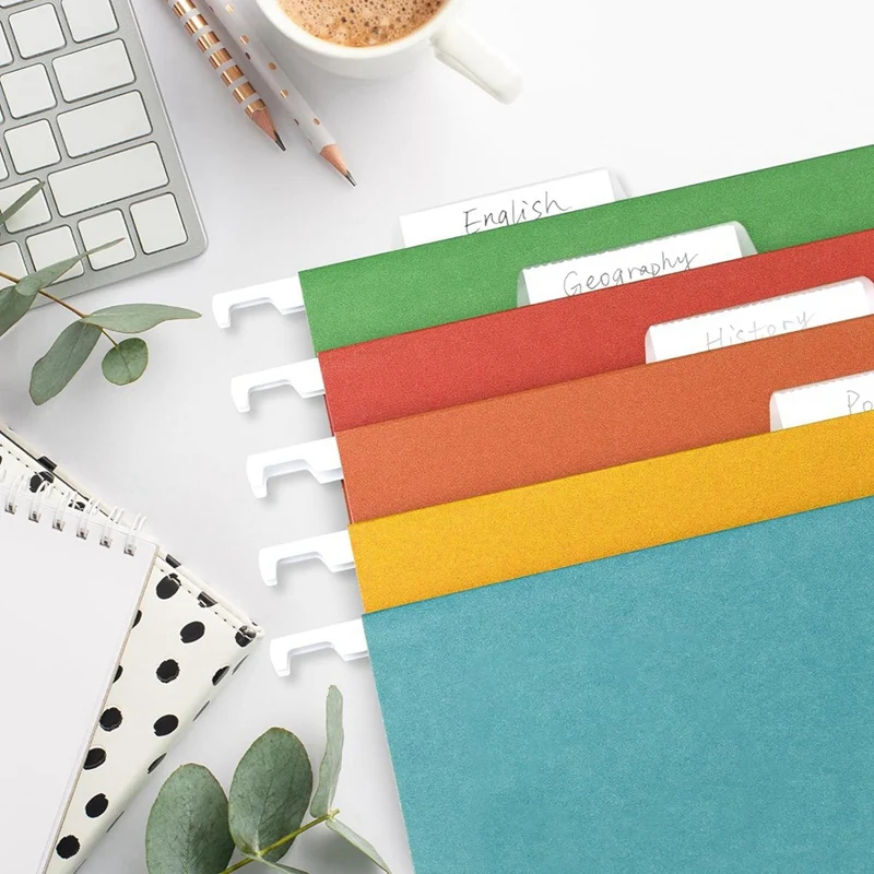 File Folder Tabs, 100 Sets Hanging File Folder Labels 2Inch Plastic Tabs And Inserts For Hanging File Folders