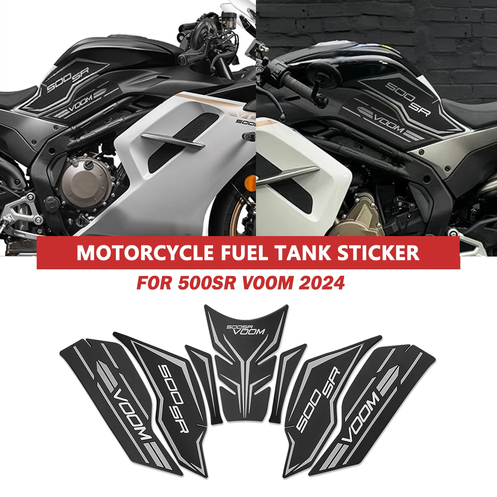 

FOR CFMOTO 500SR VOOM 2024 Motorcycle Side Fuel Tank pad Protector Stickers Decal Gas Knee Grip Traction Tank Pads