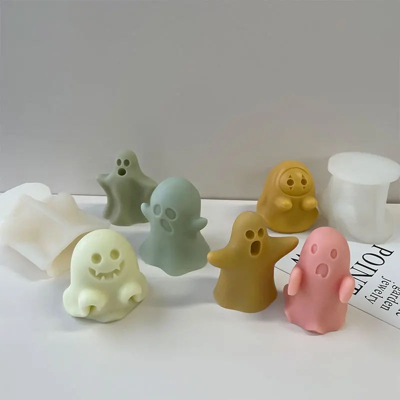 Halloween Cute Ghost Candle Silicone Molds DIY Resin Concrete Plaster Soap Mould Party Festive Ornaments Crafts Home Decoration