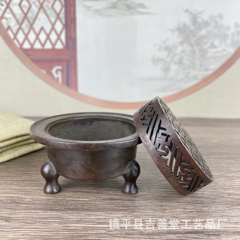 Antique Three-Legged Incense Burner for Home Indoor Tea Ceremony Xuande Furnace Ornament Antique Sandalwood Incense Burner Three