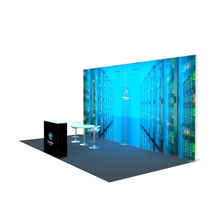 Aluminum 20x8ft Trade Show Portable Custom Modular Exhibition LED  Backdrop Display Stands Seg Tradeshow Backlit Fabric Lightbox