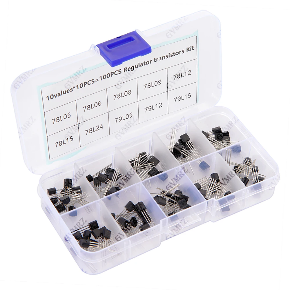 10Values 100PCS Regulator Transistors to-92 kit 78l09 78l12 78l15 78l24 79l05 TO92 With box 78l05 78l06 78l08
