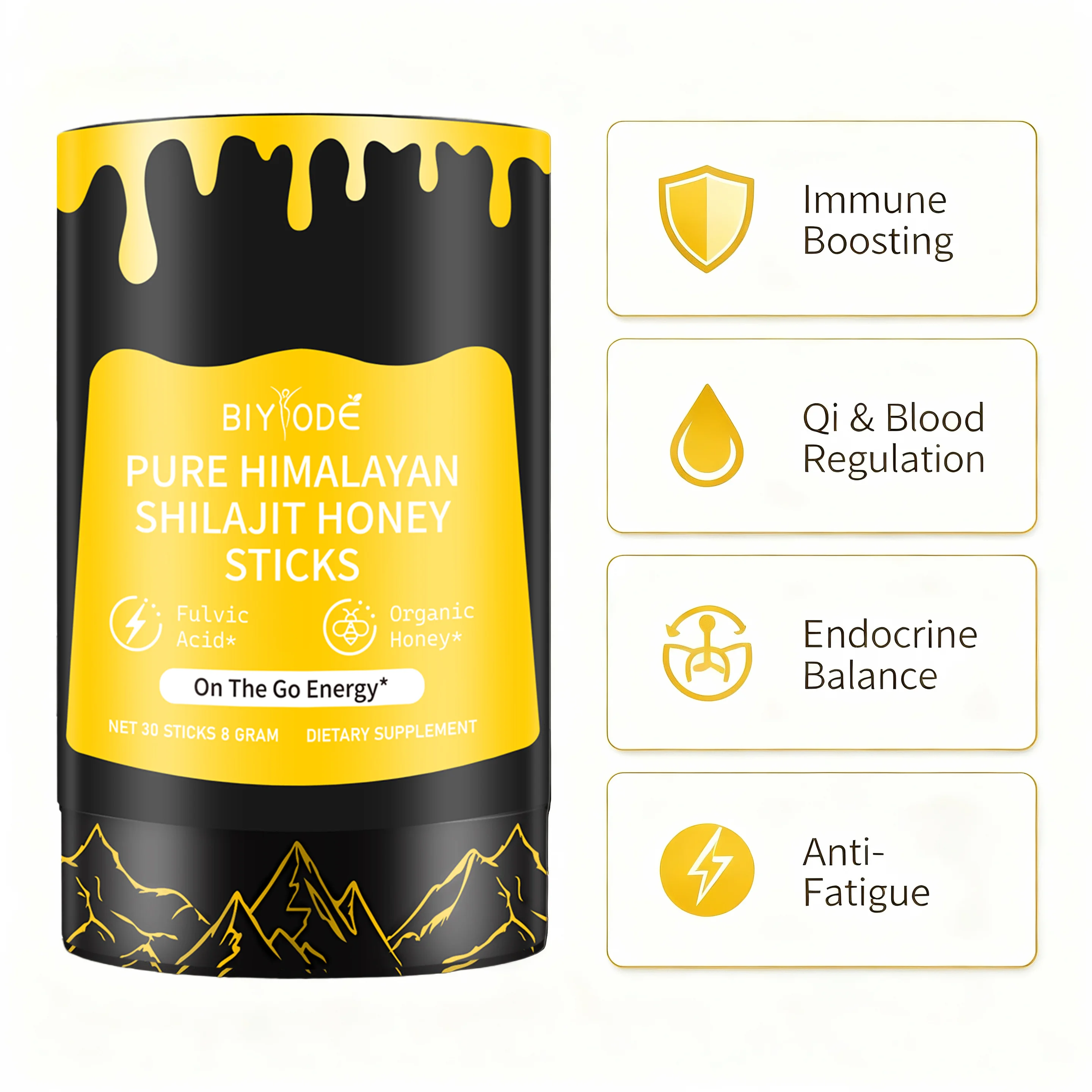 【BIYBODE】 أعواد عسل شيلجيت 760 جرام 2 عبوة من مستخلص عشبي للحيوية والعافية