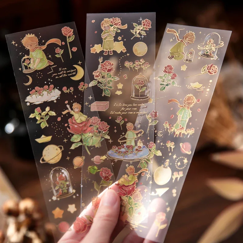 4*3pcs Beautiful Rose PVC Stickers Creative Little Prince Planet Hand Account Material Decorative Stationery Stickers Aesthetics