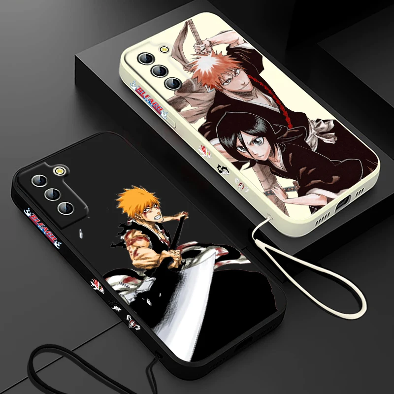 Bleach Anime Kurosaki Ichigo Phone Case For Samsung Galaxy S24 S23 S22 S21 S20 Pro FE Plus Ultra Liquid Left Rope Cover