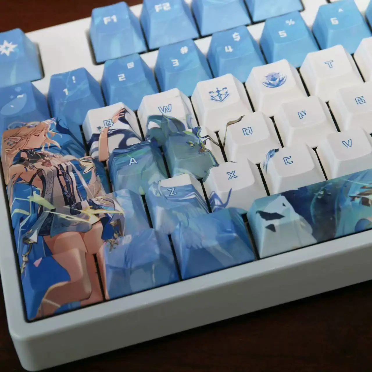 

Cartethyia Theme Wu Wa, пользовательские колпачки для клавиш Chreey PBT, аниме, игра с боковым принтом, прозрачная милая механическая клавиатура с Dye-Sub, колпачок для клавиш