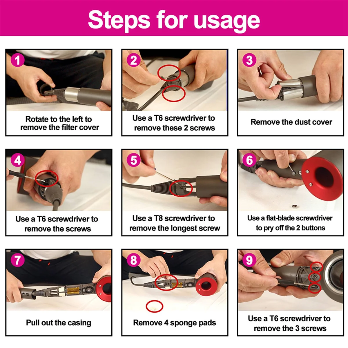 For Dyson Hair Dryer Universal Accessories HD01/02/03/04/07/08/15 1.8M Power Cord EU Plug HY