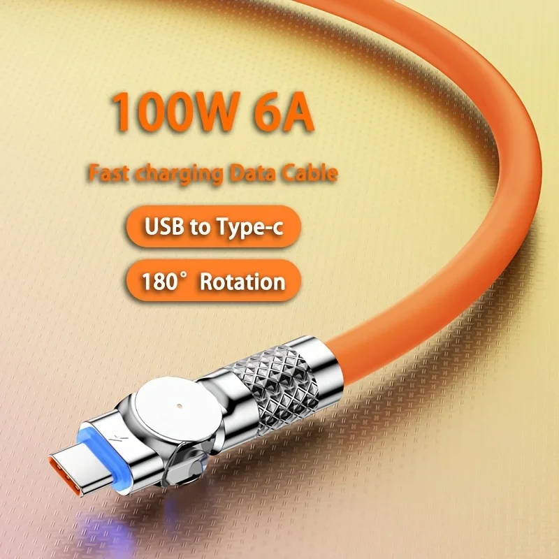 6A 100W 180 ° rotating USB Type C ultra-fast charging cable for Xiaomi Redmi, Samsung gamesBBB