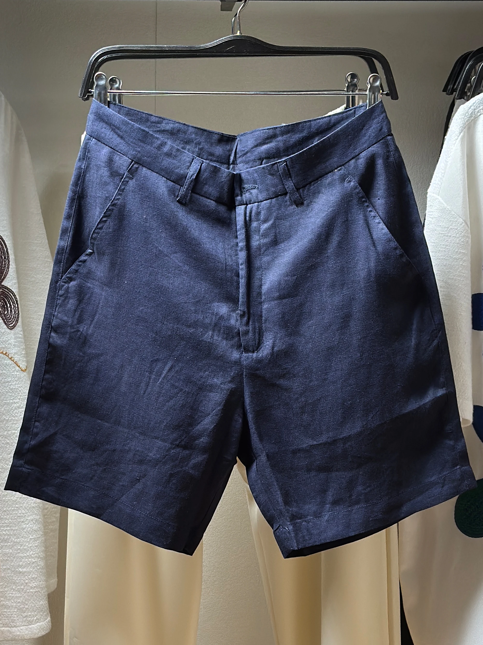 

Summer Men's Loose Comfortable Multi-Color Linen Casual orts Versatile Straight Leg Zipper mid Waist Five-Quarter Length