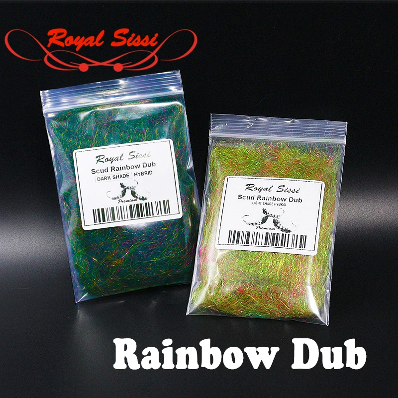 Royal Sissi hot 2styles fly tying rainbow scud dub light&Dark shade nymph dubbing for trout flies colorful synthetic shaggy dubs