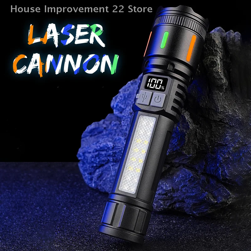 High Lumens Tactical Soptlight Long Range Flashlights Rechargeable Torch With Zoomable Waterproof For Emergencies Outdoors Home