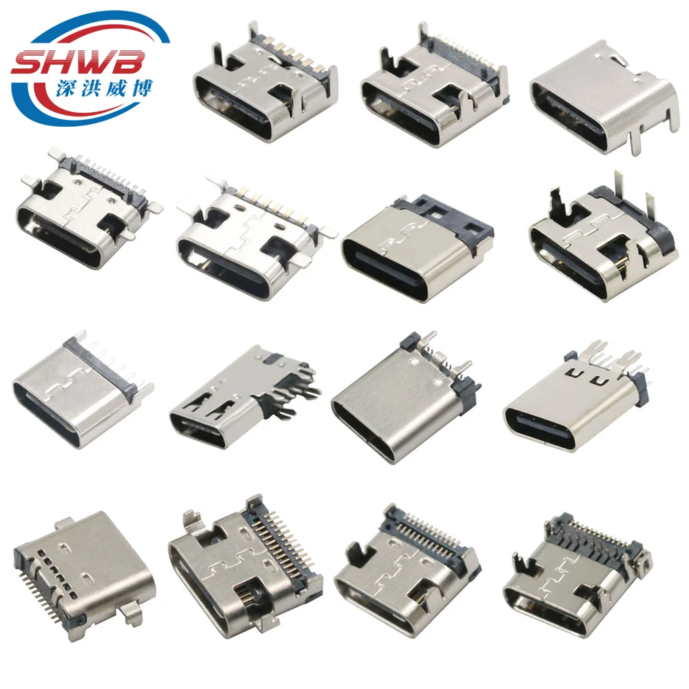 Conector tipo C USB 3,1, 2, 6, 14, 16 y 24 Pines, conector hembra SMD DIP para PCB, puerto de carga de alta corriente, transferencia de datos