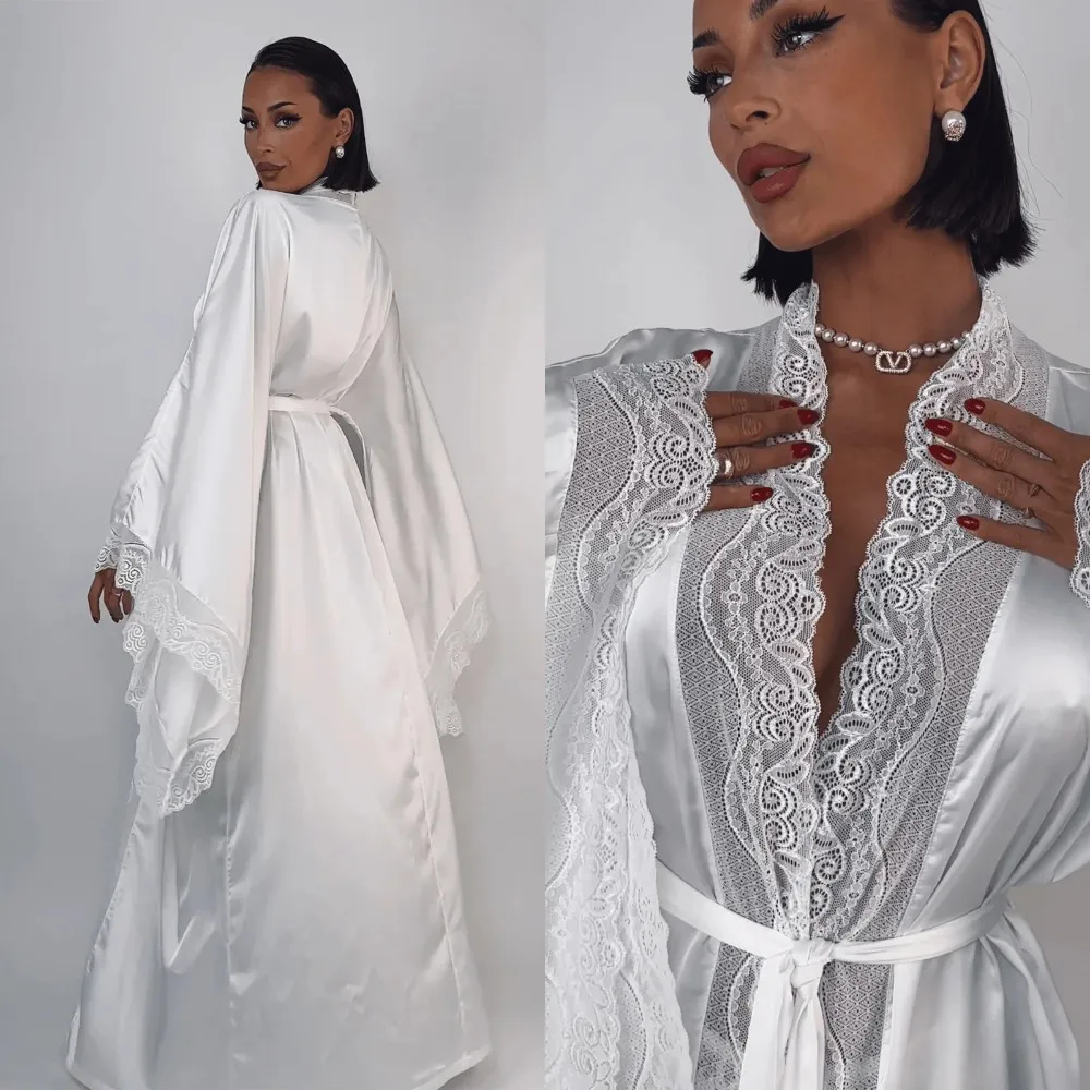 Elegant Silk Nightdress Women Pregnant Photoshoot Robe Sleeveless Pleating Sleepwear Nightwear For Bridal Dress Size Customized