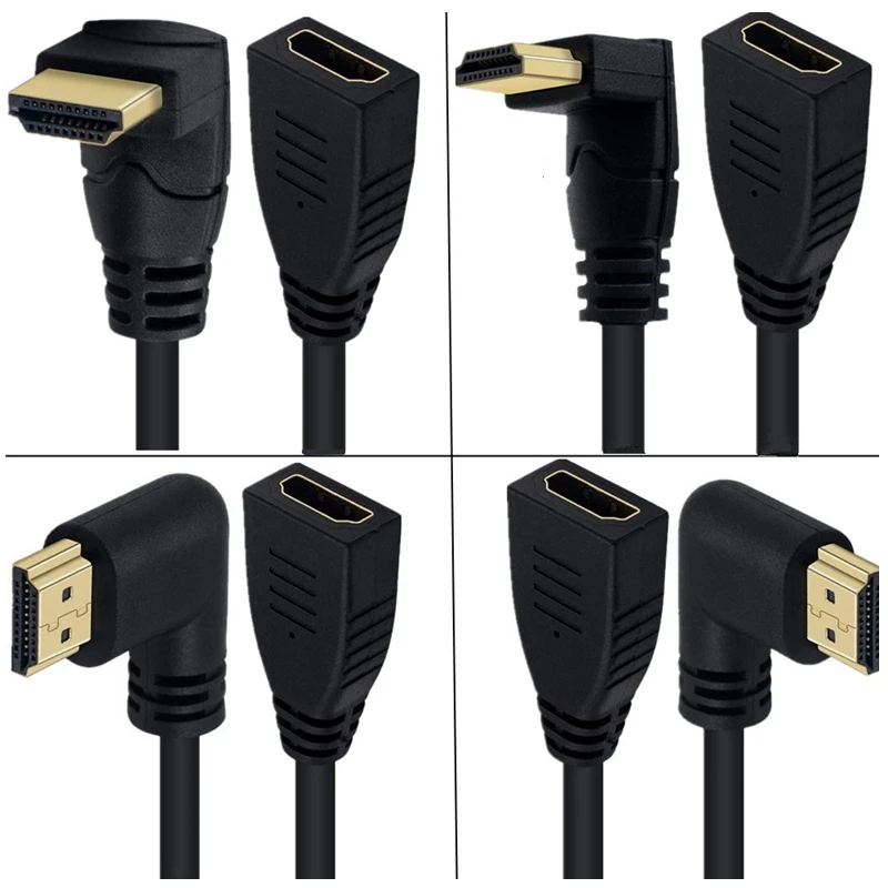 كابل فائق الدقة متوافق مع HDMI ، وصلة أنثى ذكر ، كوع يسار يمين ، إصدار ، 4K ، 2K ، 60Hz ، m ،