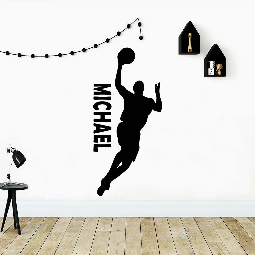 

1 pc wonderful basketball sport or kids cloud stars toys Customized Name wall Sticker Waterproof Vinyl Wallpaper Home Decor