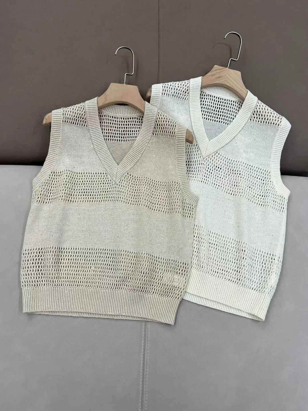 

Summer casual style knitted linen sleeveless blouse