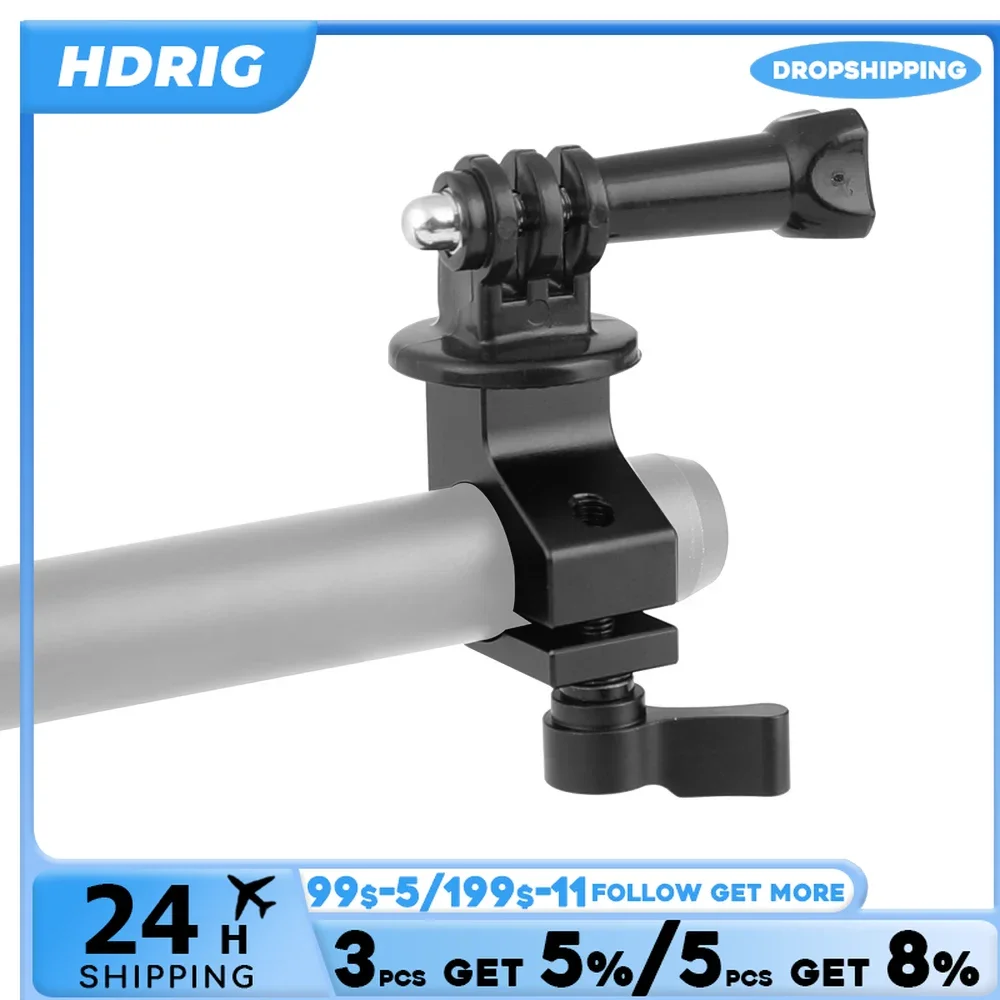 HDRiG penjepit batang 19mm /15mm, dengan dudukan GoPro untuk kamera aksi untuk kamera olahraga GoPro HERO OSMO