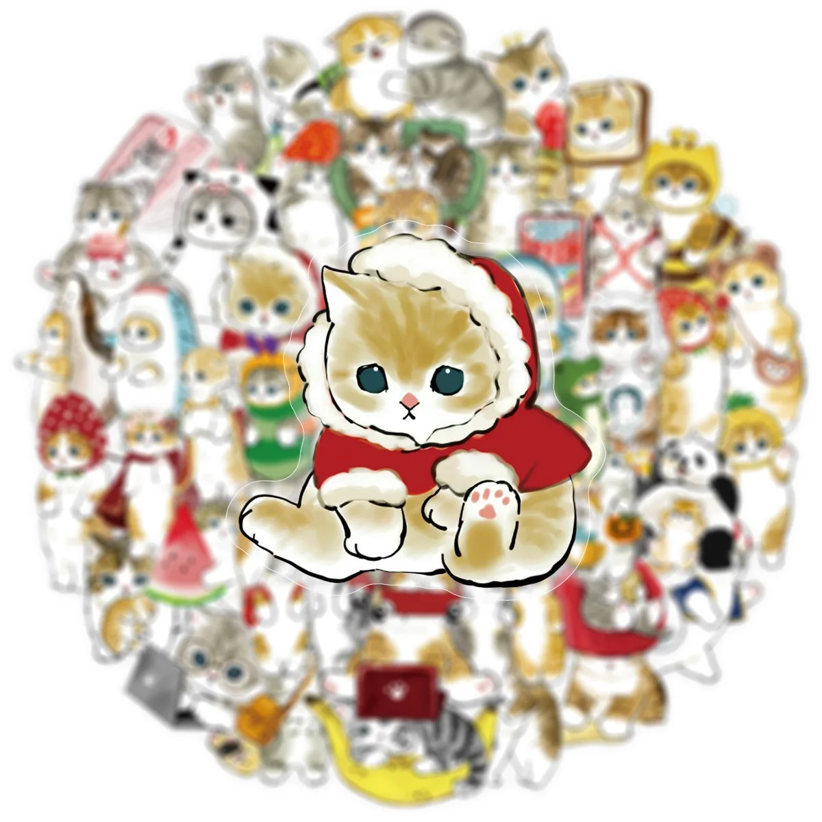 

10/50PCS Ink Style Cartoon Cute Fun Cat Graffiti Sticker Creative DIY Phone Case Water Cup Diary Bicycle Decal Kids Toy