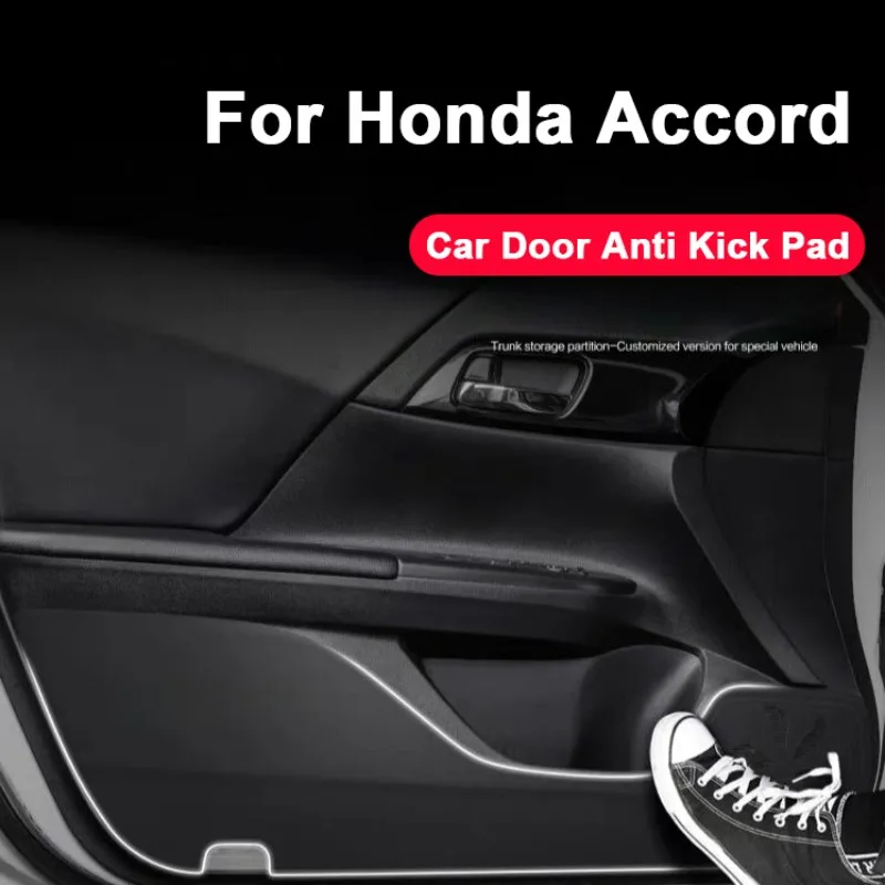 For Honda Accord 2018-2025 Gen Lychee Grain Leather Car Door Anti-Kick Pad Door Protector Mat Anti-Dirty Anti-Collision Stickers