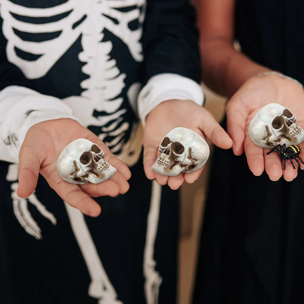8 pçs mini artesanato halloween crânios decoração de plástico pequeno corpo humano modelo modelos adereços assustadores falsos