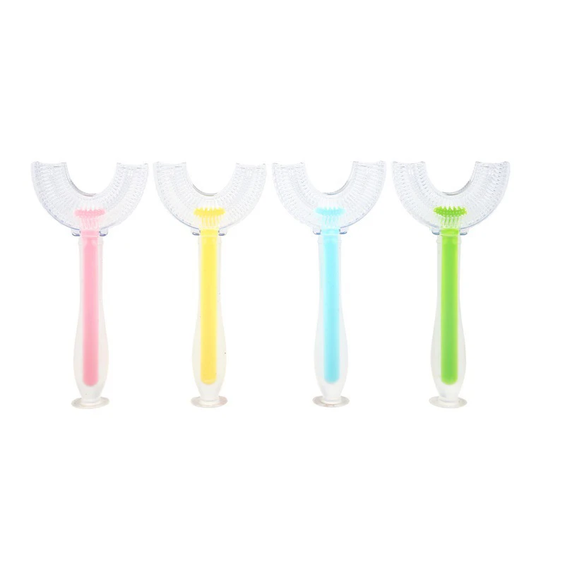 Baby U Shaped 360 Degree Children's Toothbrush Kids Teeth Oral Care Cleaning Brush Soft Silicone Heads Infant Baby Care Tools