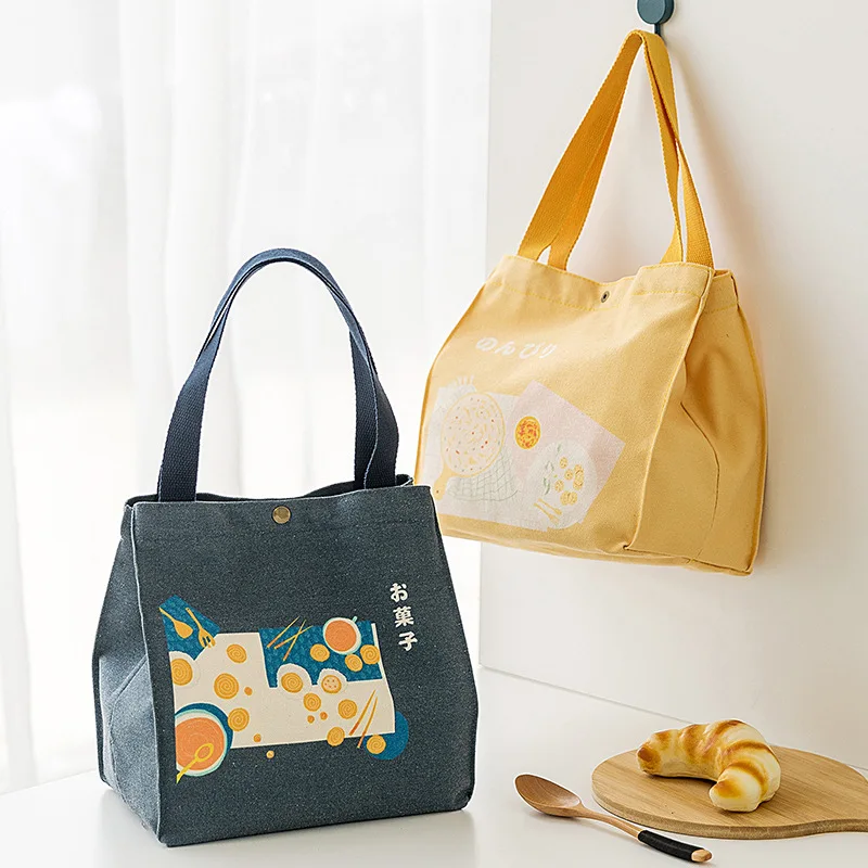 Lunch Bag Canvas Lunch Box Drawstring Picnic Tote Eco Cotton Cloth Small Handbag Dinner Container Food Storage Bags