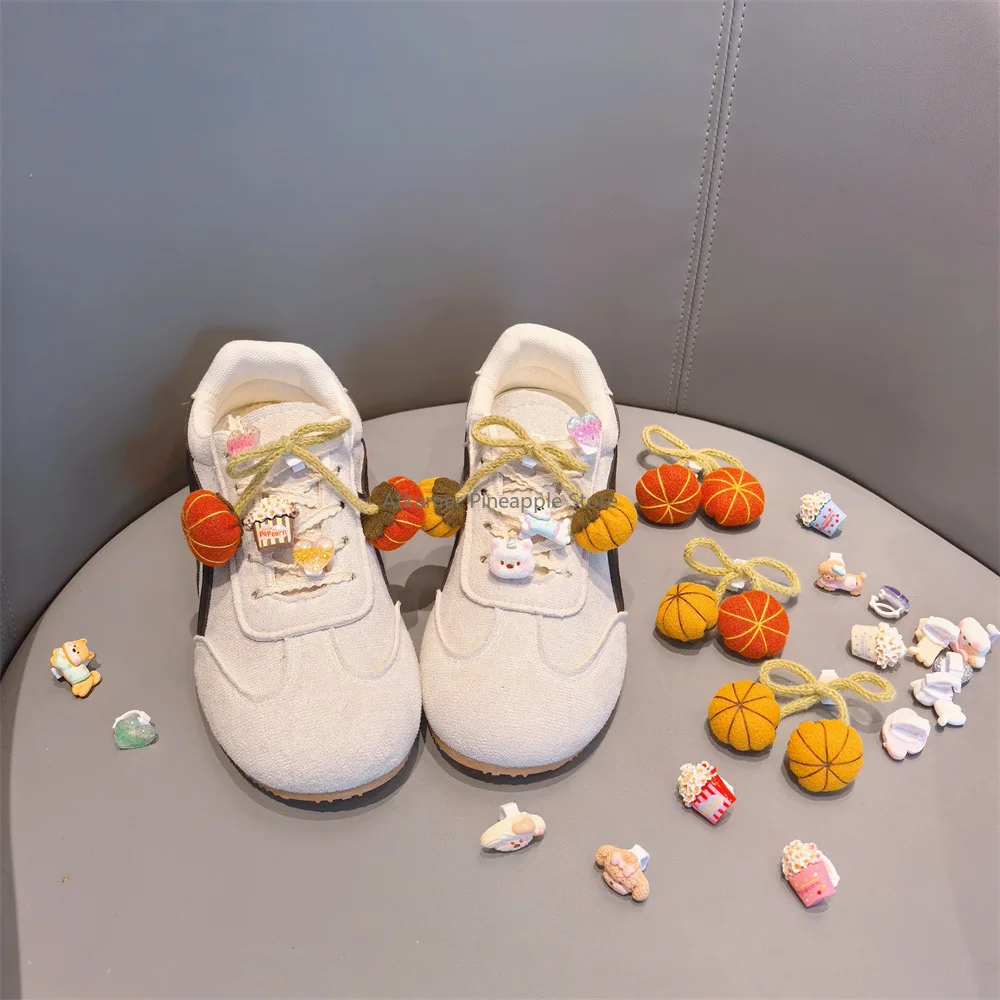 Cute Pumpkin Bow Decorative Pendant Cartoon Little Dog Popcorn Shoelace Decoration Fashion Jewelry Pendant Gift