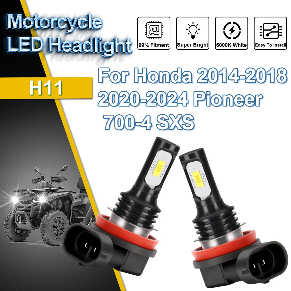 

Для Honda 2014-2018 2020-2024 Pioneer 700-4 SXS супер яркая светодиодная фара для мотоцикла, ампула Hi-Lo Beam, вспомогательная лампа накаливания