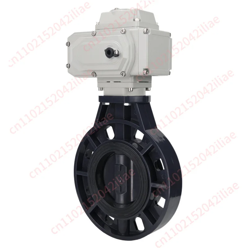 Plastic electric clip-on butterfly valve PVC butterfly valve power-off reset chemical acid and alkali resistance D971X-10U