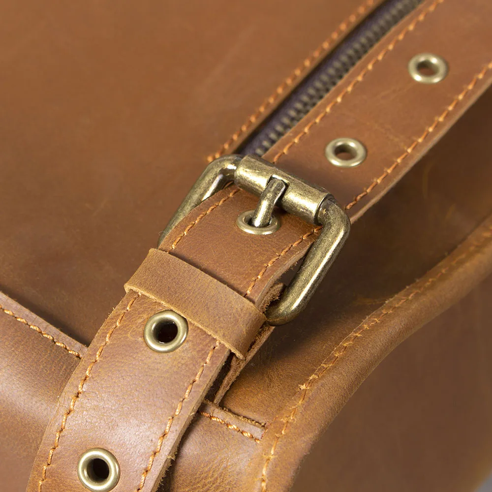 S.WORKER Vintage Echtleder 14" Laptop-Rucksack Herren Casual Preppy Schultasche Crazy Horse Rindsleder Tasche – Detail 13