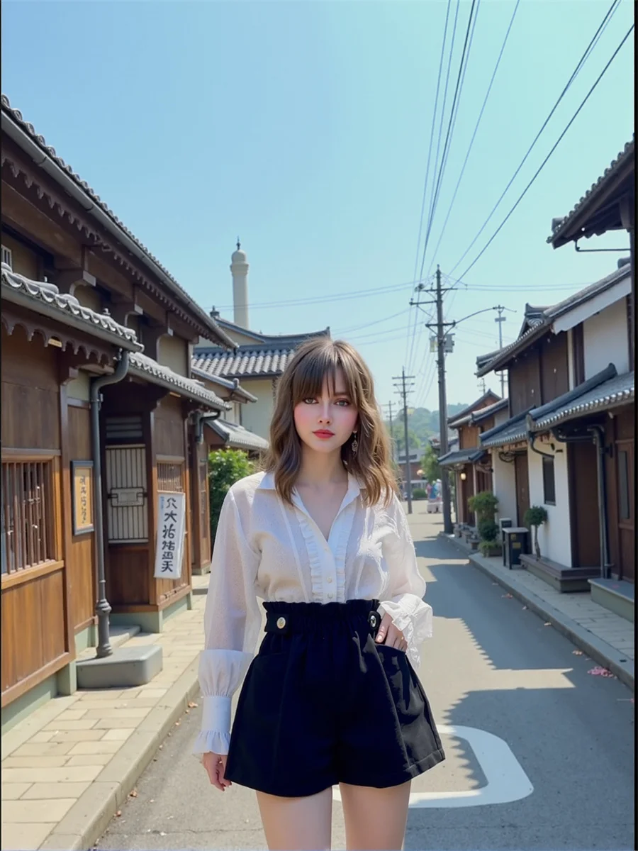 Pantaloncini a gamba larga in lana nera da donna da ufficio pieghettati bottoni classici a vita alta dimagranti femminili moda vintage chic elegante