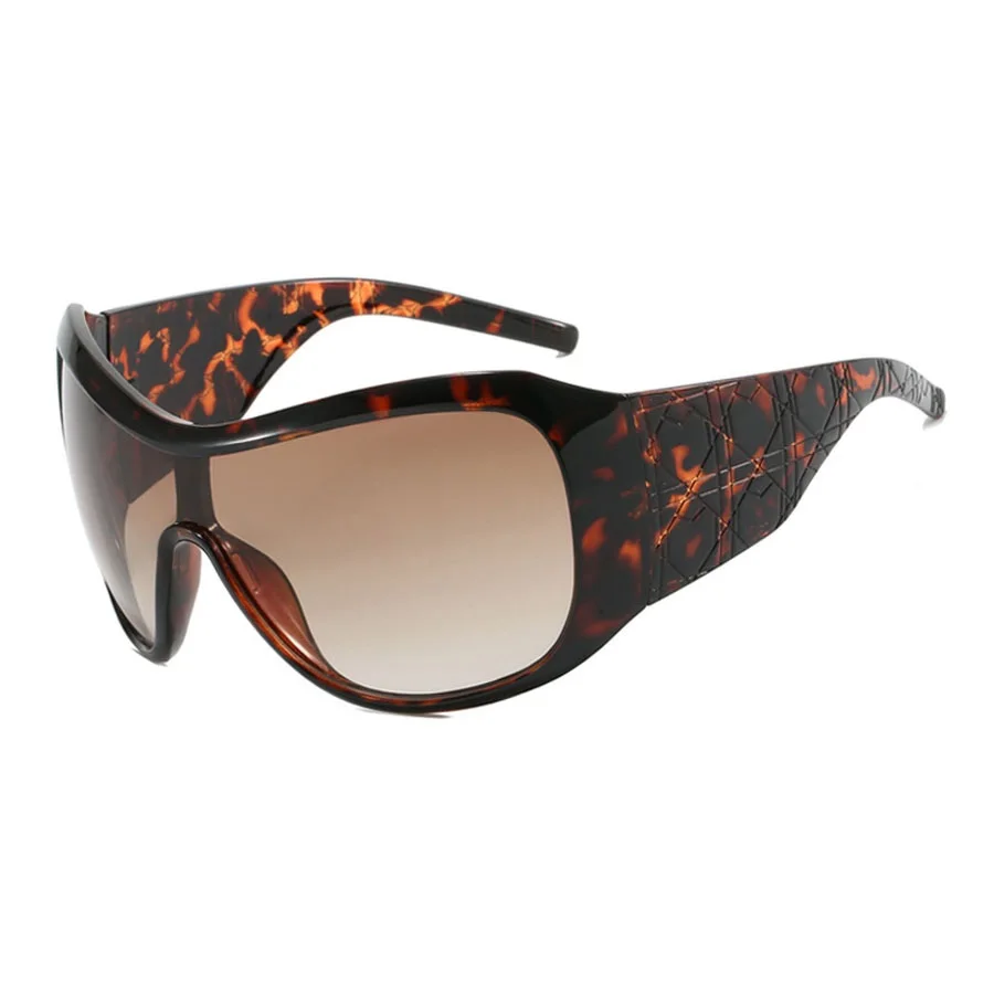Einteilige Übergroße Y2K-Sonnenbrille für Damen und Herren, Vintage Quadratische Schutzbrille mit Farbverlauf, Hip-Hop-Sonnenbrille, Sexy Fahrbrille für Frauen