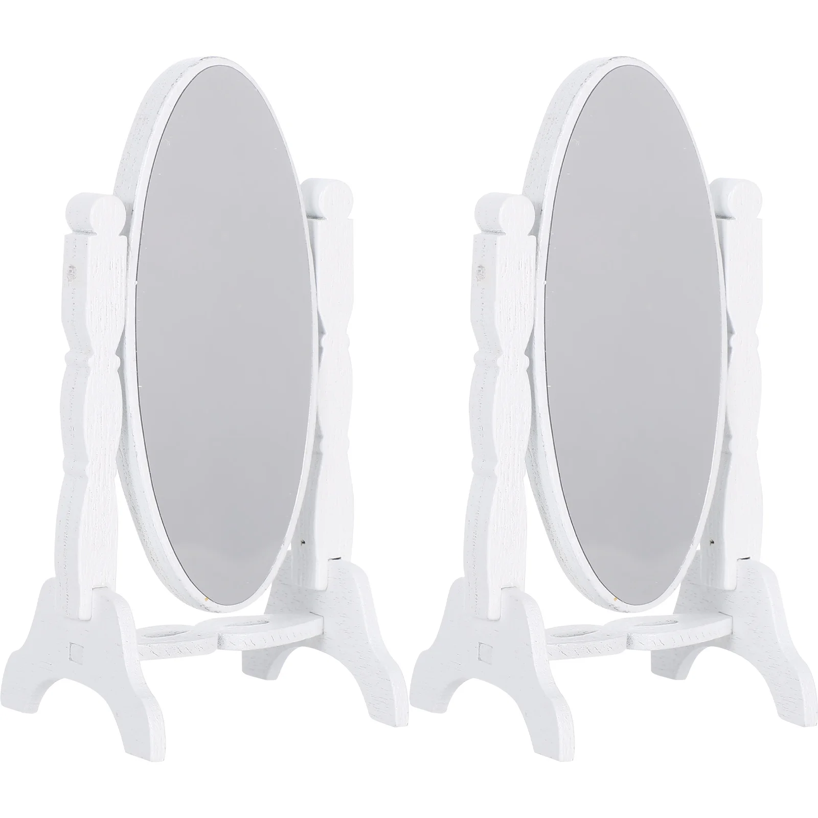 

2Pcs Vintage Miniature Standing Mirror Wooden Frame 1:12 Scale Retro Vanity Mirror for Dollhouse Bedroom Furniture Decoration