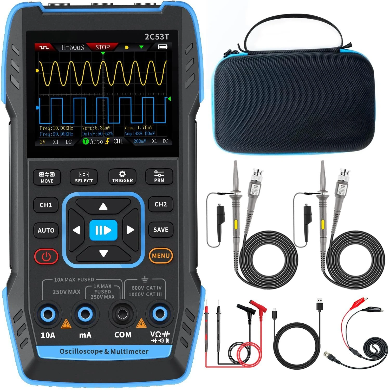 2C53T 3in1 Oscilloscope Multimeter Signal Generator