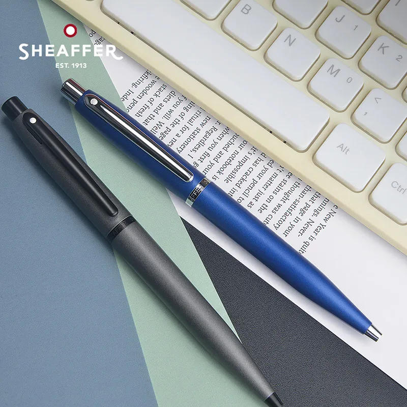 Bolígrafo Sheaffer VFM, Bolígrafo de Lujo Negro Mate/Azul para Firmas, Bolígrafo de Escritura Suave de Alta Gama para Oficina