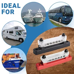 CNSPEED 5/6 Terminal Bus Bar Battery Power Distribution Block 12-48V 150A M6 Stud Positive Negative BusBar For Truck Boat Camper