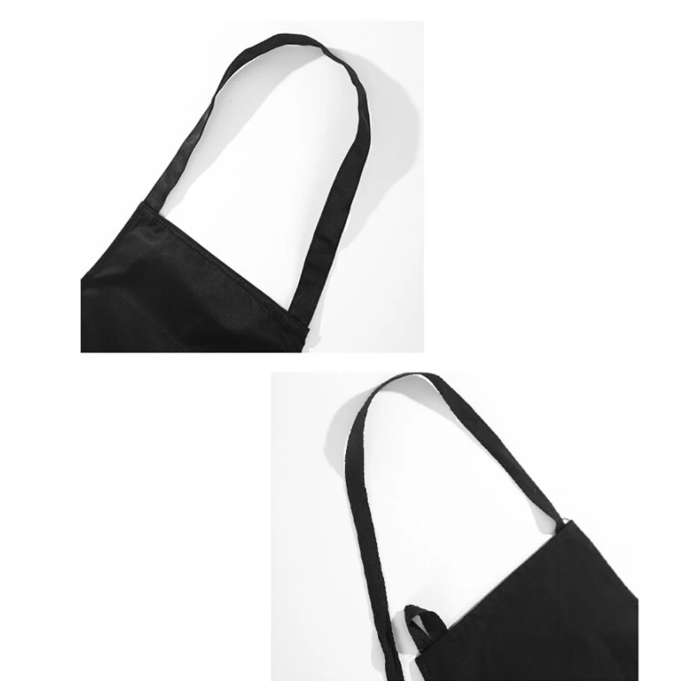 

Waterproof Breathable Apron Soft Material Cartoon Patterned Printed Loose Style Kitchen Cooking Gardening Black Color Fits