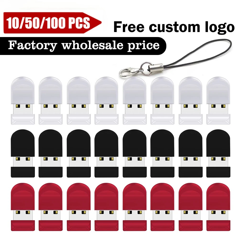 

10/50/100 PCS/LOT Mini High-speed High capacity USB Flash Drives 64GB Pen Drive 32GB Memory Stick 16GB Creative Gift U Disk Red